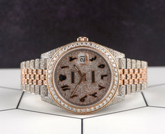 Rolex 41mm Datejust 18k Rose Gold/Steel Iced 15ct Diamonds Men's Watch 126301