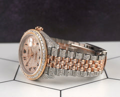 Rolex 41mm Datejust 18k Rose Gold/Steel Iced 15ct Diamonds Men's Watch 126301