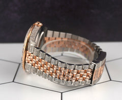 Rolex 41mm Datejust 18k Rose Gold/Steel Iced 15ct Diamonds Men's Watch 126301