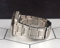 Rolex 34mm Airking Iced Out 7ct Diamond White Mop Dial Oyster Steel Watch 114200