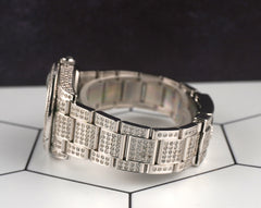 Rolex 34mm Date Iced Out 10ct Diamond Black Dial Oyster Steel Watch 115200