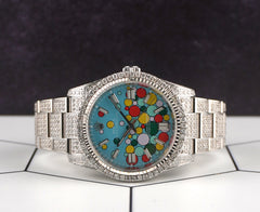 Rolex 36mm Oyster Perpetual 10ct Iced Out Steel Celebration Dial Watch 116000