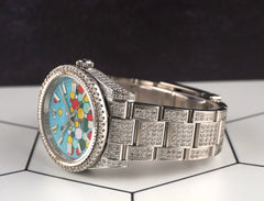 Rolex 36mm Oyster Perpetual 10ct Iced Out Steel Celebration Dial Watch 116000