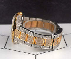 Rolex 36mm Datejust 18k YG/Steel 15ct Iced Out White Mop Diamond Dial 116203