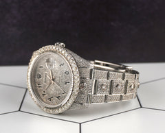 Rolex 41mm Datejust 17ct Iced Out Roman Diamond Dial Oyster Steel Watch 126334