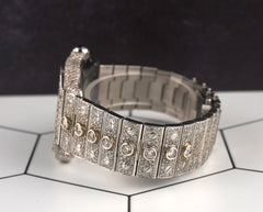 Cartier Santos 40mm Large Steel Roman Iced 20ct Diamonds SOLITAIRE Men's Watch