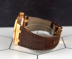 Audemars Piguet 41mm Royal Oak 18K Rose Gold Silver Men's Watch 15400OR