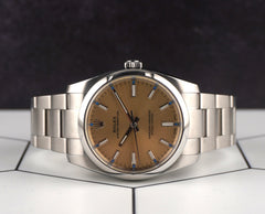 Rolex 34mm Oyster Perpetual White Grape Dial Steel Mens Watch 114200