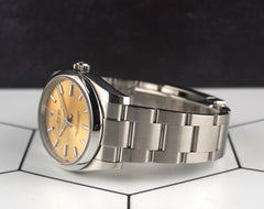 Rolex 34mm Oyster Perpetual White Grape Dial Steel Mens Watch 114200