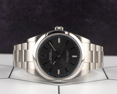 Rolex 39mm Oyster Perpetual Rhodium Dial Oyster Steel Men's Watch 114300