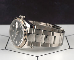 Rolex 36mm Datejust Steel White Gold Black Dial Oyster Men's Watch 116234