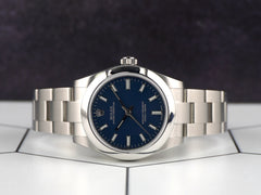 Rolex 31mm Oyster Perpetual Midsize Dark Blue Dial Steel Ladies Watch 177200