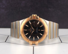 Omega 35mm Constellation Rose Gold Steel Black Dial Automatic Watch 123.20.35