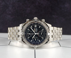 Breitling 40mm Blackbird Chronograph 5ct Iced Out Black Dial Men's Watch A13050
