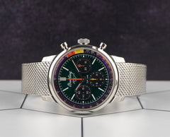 Breitling 41mm Chronograph Top Time Ford Mustang Steel Green Dial Watch AB0176