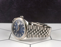 Rolex 41mm Datejust Steel White Gold Blue Dial Men's Watch 126334