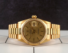 Rolex DAY-DATE 36mm 18K Yellow Gold President Champagne Dial Men's Watch 18038