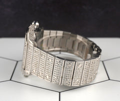 Cartier Santos Large 40mm 7ct Iced out Silver Dial Automatic Watch 4072