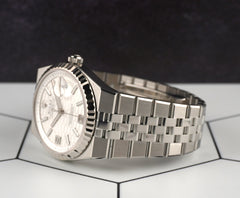 Rolex 36mm Land-Dweller Steel White Gold Mens Watch 127234