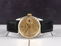 Rolex Vintage 36mm Datejust Gold Dial Steel Yellow Gold Fluted Men's Watch 1601