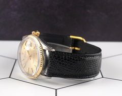 Rolex Vintage 36mm Datejust Gold Dial Steel Yellow Gold Fluted Men's Watch 1601
