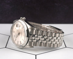Rolex 36mm Datejust Mens Steel Smooth Folded Jubilee Silver Dial Watch 1600