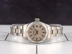 Rolex 26mm Date Silver Baton Dial Automatic Steel Vintage Ladies Watch 6924
