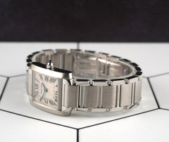 Cartier Ladies Tank Francaise 20mm Quartz Steel Roman Dial Watch 2384