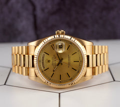 Rolex DAY-DATE 36mm 18K Yellow Gold President Men's Gold Dial Watch Ref: 18238