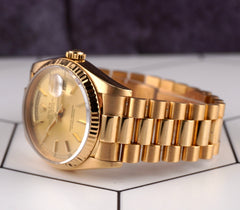 Rolex DAY-DATE 36mm 18K Yellow Gold President Men's Gold Dial Watch Ref: 18238