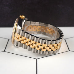 Rolex 36mm Datejust Steel Yellow Gold Champagne Diamond Dial Men's Watch 116233