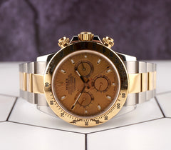 Rolex Daytona Cosmograph 40mm 18k & Steel Men's Oyster Gold Dial Watch 116523