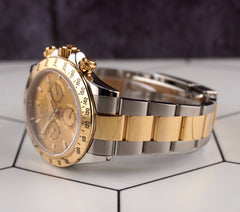 Rolex Daytona Cosmograph 40mm 18k & Steel Men's Oyster Gold Dial Watch 116523