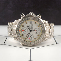Omega 42mm Seamaster Chronograph 6ct Iced Out White Dial Men's Watch 2598.20