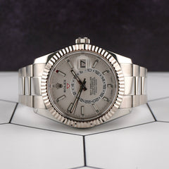 Rolex 42mm Sky-Dweller Silver Dial Steel White Gold Men's Watch 326934