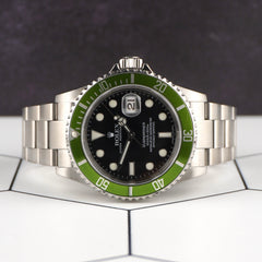 Rolex 40mm Submariner Date Kermit Green Bezel Steel Black Dial Watch 16610LV