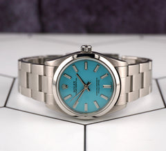 Rolex Oyster Perpetual 31mm Stainless Steel Baby Blue Dial Watch Ref 77080
