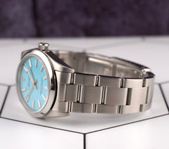 Rolex Oyster Perpetual 31mm Stainless Steel Baby Blue Dial Watch Ref 77080