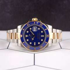 Rolex Submariner Date 40mm 18k Yellow Gold/Steel BLUE Oyster Mens Watch 116613LB