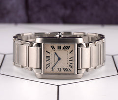 Cartier 25mm Tank Francaise Midsize Silver Dial Ladies Watch 2301
