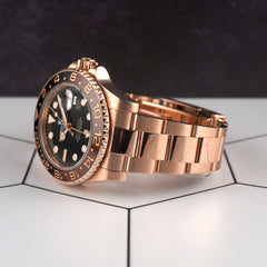 Rolex 40mm GMT Master II Black Brown Root Beer Rose Gold Mens Watch 126715