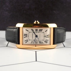 Cartier 31mm Tank Americaine XL Rose Gold Silver Dial Automatic Men's Watch 2927