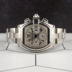 Cartier 43mm Roadster XL Chronograph Silver Dial Steel Men's Watch 2618