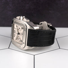 Cartier 42mm Santos 100 XL Silver Dial Chronograph Men's Watch 2740
