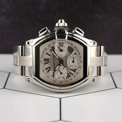 Cartier 43mm Roadster XL Chronograph Silver Dial Steel Men's Watch 2618