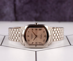 Rolex 25mm Cellini Cellissima 1ct Diamonds Pink Dial White Gold Watch 6693