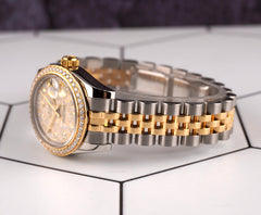 Rolex Datejust 26mm 18k Yellow Gold Factory Diamond Ladies Watch 179383