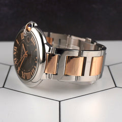 Cartier 42mm Ballon Bleu Steel Rose Gold Chocolate Dial Men's Watch 3001