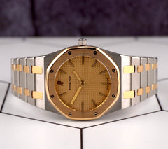 Audemars Piguet 33mm Royal Oak 2-Tone Unisex Gold Dial Quartz Watch 56303SA
