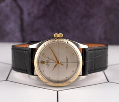 Rolex 34mm Oyster Perpetual Zephyr Vintage 2-Tone Leather watch Ref 6582